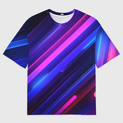 Футболка оверсайз мужская Неоновые яркие абстрактные полосы, цвет: 3D-принт