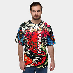 Футболка оверсайз мужская Samurai татуировки, цвет: 3D-принт — фото 2