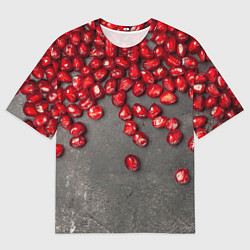 Мужская футболка оверсайз Гранат зёрна граната на сером