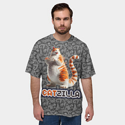 Футболка оверсайз мужская Агрессивный котзилла, цвет: 3D-принт — фото 2