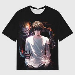 Футболка оверсайз мужская Эл Лоулайт и Рюк - Тетрадь смерти, цвет: 3D-принт