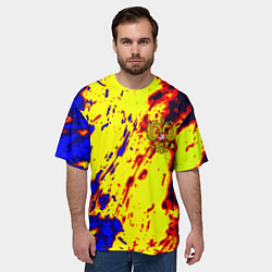 Футболка оверсайз мужская Герб РФ огненный стиль текстура, цвет: 3D-принт — фото 2