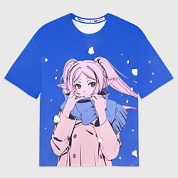 Футболка оверсайз мужская Фрирен и снег, цвет: 3D-принт