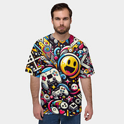 Футболка оверсайз мужская Паттерн с играми, цвет: 3D-принт — фото 2