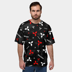 Футболка оверсайз мужская Mitsubishi - logo pattern, цвет: 3D-принт — фото 2