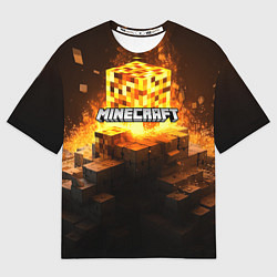 Футболка оверсайз мужская Minecraft огненный куб, цвет: 3D-принт