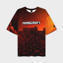 Футболка оверсайз мужская Minecraft огненные кубы, цвет: 3D-принт