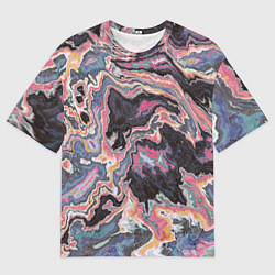 Футболка оверсайз мужская Мраморный узор разноцветный, цвет: 3D-принт