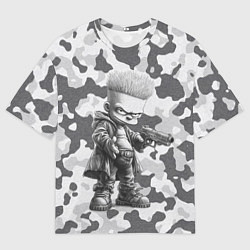 Футболка оверсайз мужская Барт с пистолетом - hand drawn style, цвет: 3D-принт