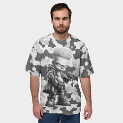 Футболка оверсайз мужская Барт с пистолетом - hand drawn style, цвет: 3D-принт — фото 2