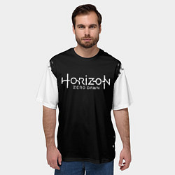 Футболка оверсайз мужская Horizon zero dawn краски белые, цвет: 3D-принт — фото 2