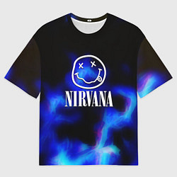 Футболка оверсайз мужская Nirvana flame ghost steel, цвет: 3D-принт
