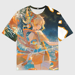 Футболка оверсайз мужская Genshin Impact Ёимия smile, цвет: 3D-принт