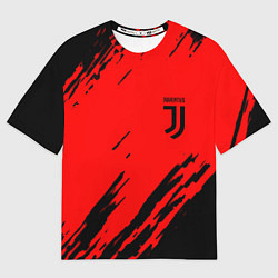 Футболка оверсайз мужская Juventus краски спорт фк, цвет: 3D-принт