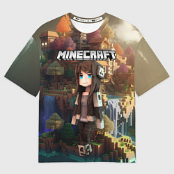 Футболка оверсайз мужская Minecraft девушка на острове, цвет: 3D-принт