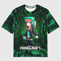 Футболка оверсайз мужская Minecraft девушка в зеленом мире, цвет: 3D-принт