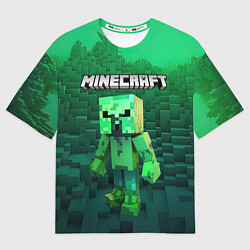 Футболка оверсайз мужская Minecraft персонаж зеленый монстр, цвет: 3D-принт