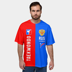 Футболка оверсайз мужская Тхэквондо синий и красный, цвет: 3D-принт — фото 2