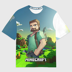 Футболка оверсайз мужская Minecraft персонаж зеленый мир, цвет: 3D-принт