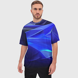 Футболка оверсайз мужская Black and blue abstract background sport style, цвет: 3D-принт — фото 2