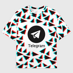 Футболка оверсайз мужская Telegram logo pattern steel, цвет: 3D-принт