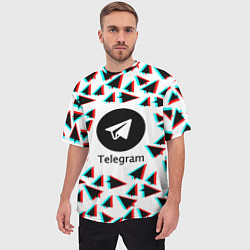 Футболка оверсайз мужская Telegram logo pattern steel, цвет: 3D-принт — фото 2