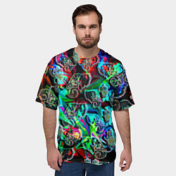 Футболка оверсайз мужская Слоники в орнаменте, цвет: 3D-принт — фото 2