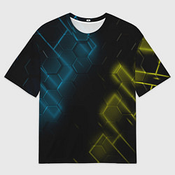 Футболка оверсайз мужская Нано соты и неон, цвет: 3D-принт