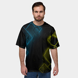 Футболка оверсайз мужская Нано соты и неон, цвет: 3D-принт — фото 2