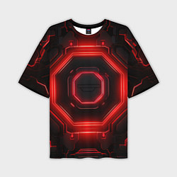 Футболка оверсайз мужская Nvidia style black and red neon, цвет: 3D-принт