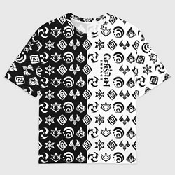 Футболка оверсайз мужская Genshin Impact - black and white, цвет: 3D-принт