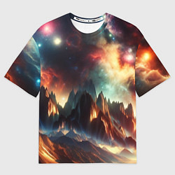 Футболка оверсайз мужская Space landscape with mountains, цвет: 3D-принт