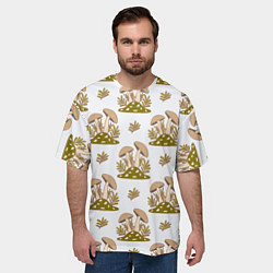 Футболка оверсайз мужская Грибы и веточки, цвет: 3D-принт — фото 2