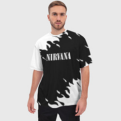 Футболка оверсайз мужская Nirvana текстура огонь, цвет: 3D-принт — фото 2