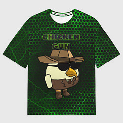 Футболка оверсайз мужская Chicken gun green, цвет: 3D-принт
