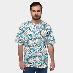 Футболка оверсайз мужская Мячи волейбольные паттерн, цвет: 3D-принт — фото 2