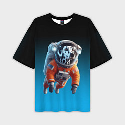 Мужская футболка оверсайз Далматинец космонавт в открытом космосе