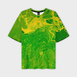 Футболка оверсайз мужская Зеленые подтеки, цвет: 3D-принт