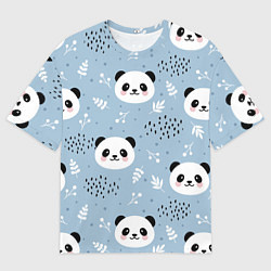 Футболка оверсайз мужская Панды и цветочки, цвет: 3D-принт