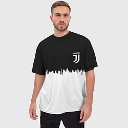 Футболка оверсайз мужская Juventus белый огонь текстура, цвет: 3D-принт — фото 2