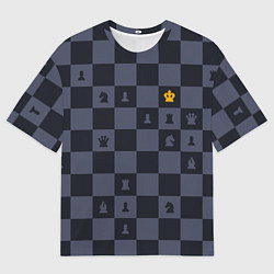 Футболка оверсайз мужская Синяя шахматная доска, цвет: 3D-принт