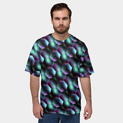 Футболка оверсайз мужская Красно-черно-зеленые кубики, цвет: 3D-принт — фото 2