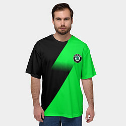 Футболка оверсайз мужская Skoda green line geometry, цвет: 3D-принт — фото 2