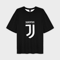 Футболка оверсайз мужская Juventus sport fc белое лого, цвет: 3D-принт