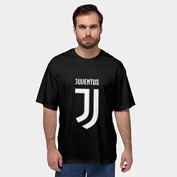 Футболка оверсайз мужская Juventus sport fc белое лого, цвет: 3D-принт — фото 2