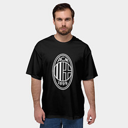 Футболка оверсайз мужская Milan fc белое лого, цвет: 3D-принт — фото 2