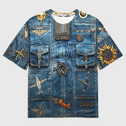 Футболка оверсайз мужская Джинсы лётчика-авиатора, цвет: 3D-принт
