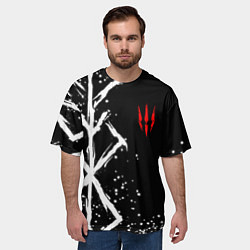 Футболка оверсайз мужская Ведьмак - белые руны, цвет: 3D-принт — фото 2