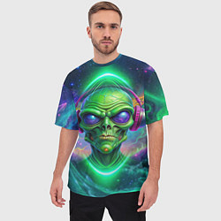 Футболка оверсайз мужская Space DJ alien, цвет: 3D-принт — фото 2