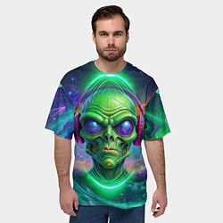 Футболка оверсайз мужская Space DJ alien, цвет: 3D-принт — фото 2